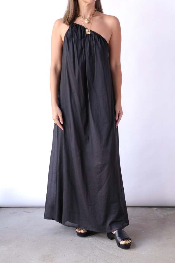 Closed Cotton Maxi Dress - Black