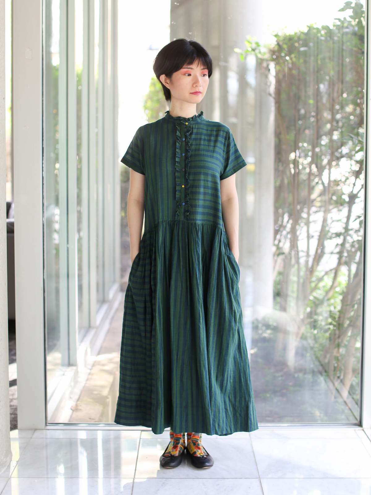【INJIRI】GATHERED DRESS INJIRI Silk Gathered Waist Dress, Color Block – Cargo Inc.
