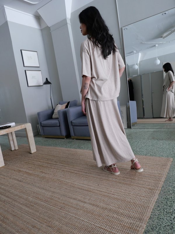 【新品同様】LAUREN MANOOGIAN　スカート　ツイスト　コットンリネン LAUREN MANOOGIAN TWIST ギャザースカート