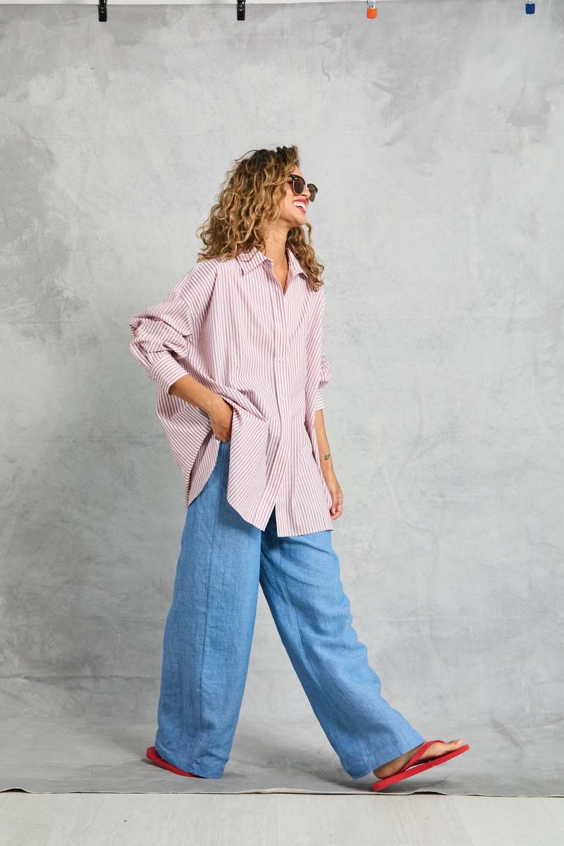 MAMNE Diana Wrap Shirt - Rose Stripe
