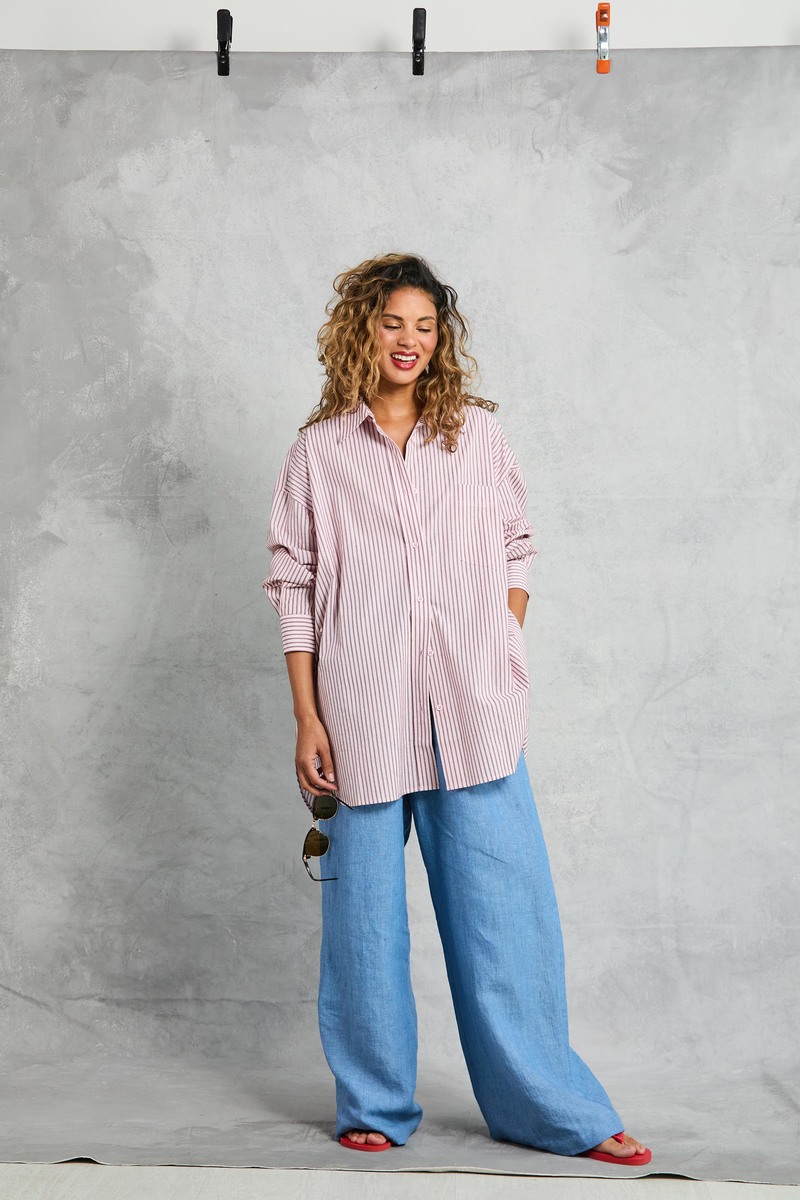 MAMNE Diana Wrap Shirt - Rose Stripe