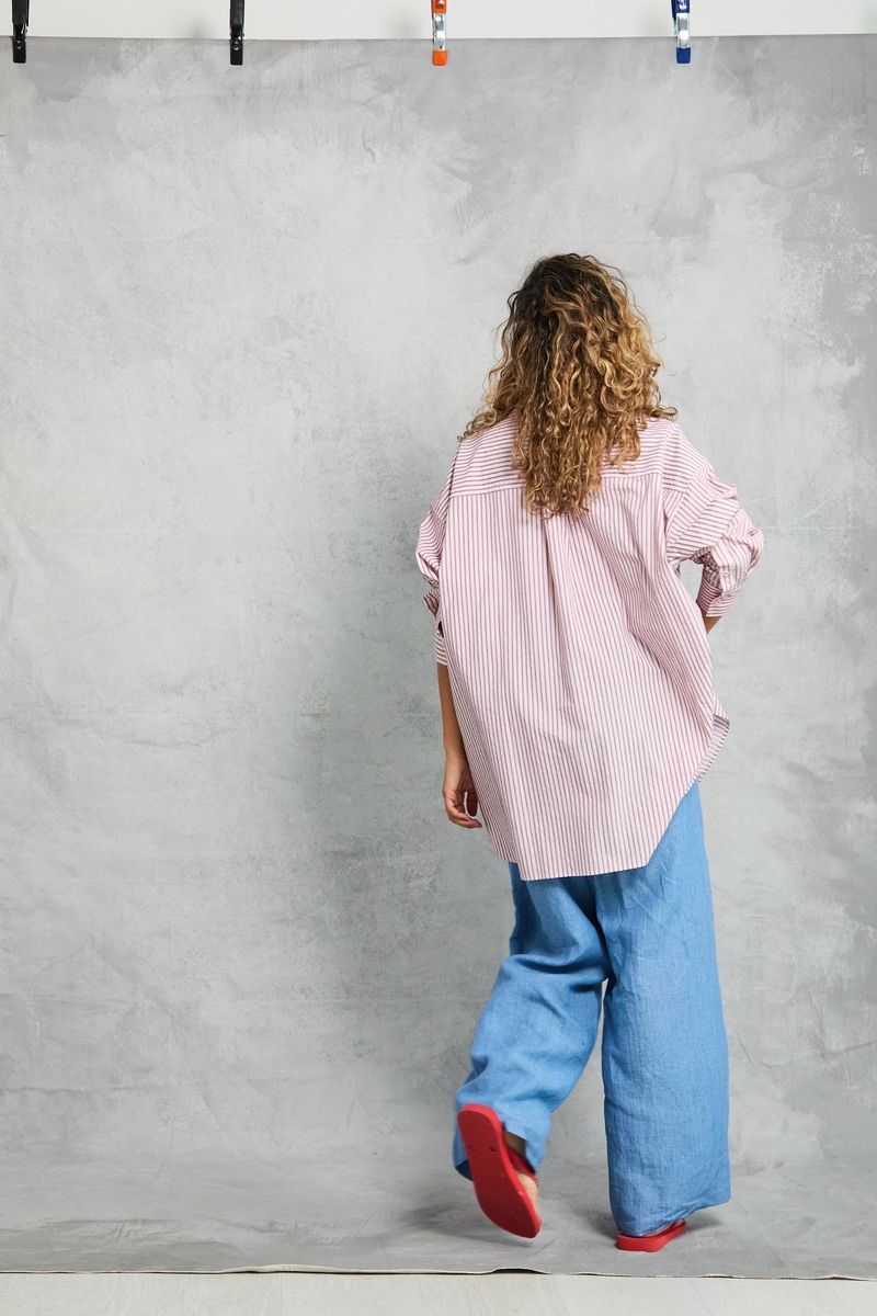 MAMNE Diana Wrap Shirt - Rose Stripe