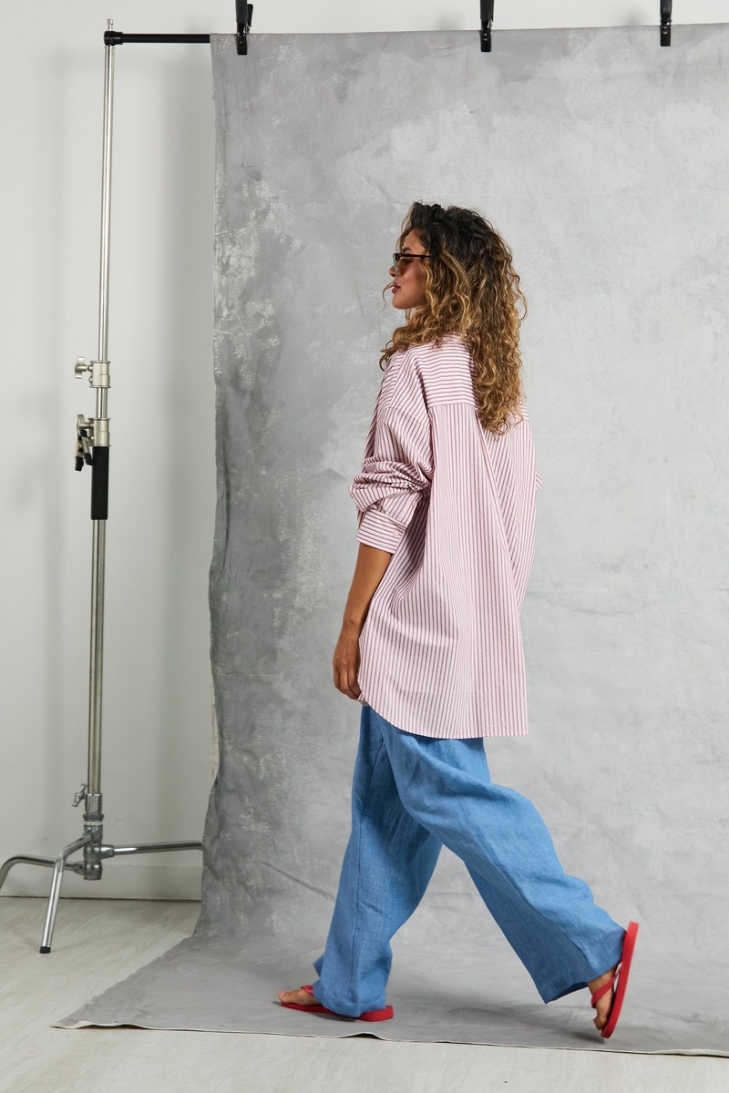 MAMNE Diana Wrap Shirt - Rose Stripe