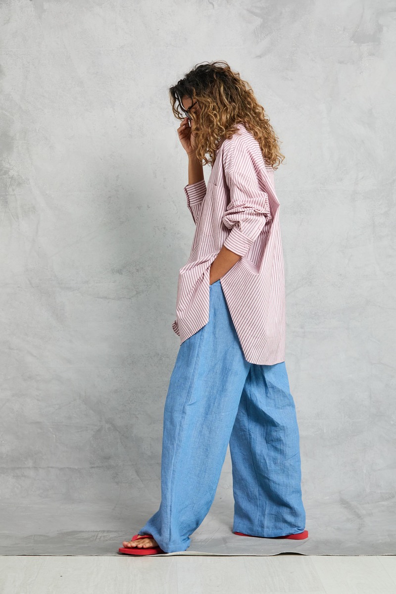 MAMNE Diana Wrap Shirt - Rose Stripe