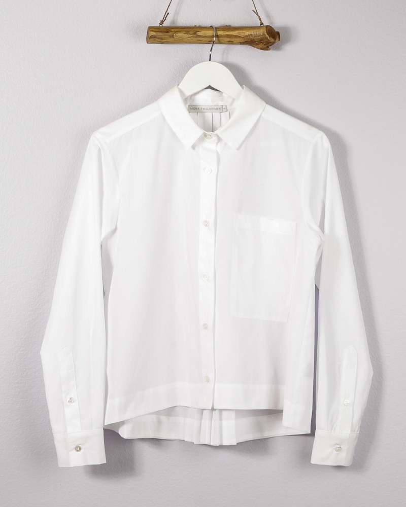 Mona Thalheimer Julia Pleated Back White Button Down Shirt