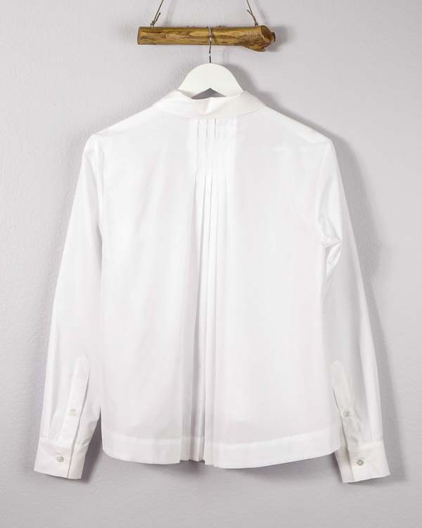Mona Thalheimer Julia Pleated Back White Button Down Shirt