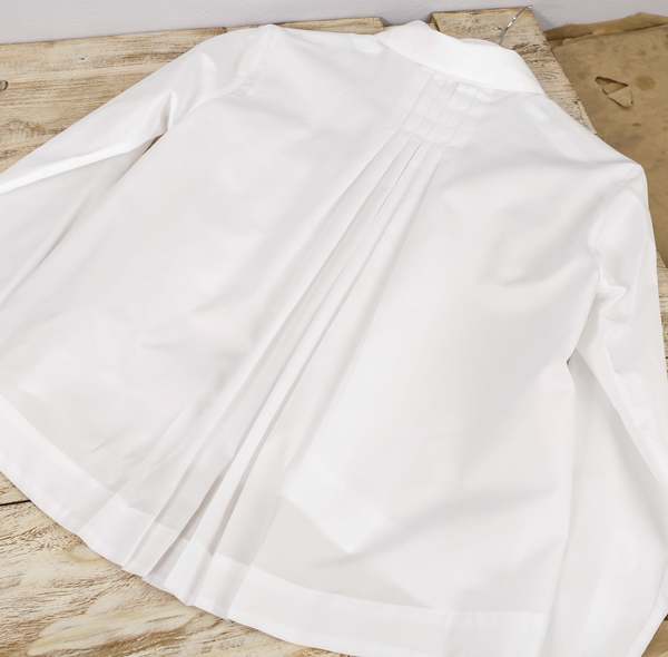 Mona Thalheimer Julia Pleated Back White Button Down Shirt