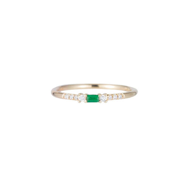 Jennie Kwon Designs Baguette Emerald Petite Equilibrium Ring