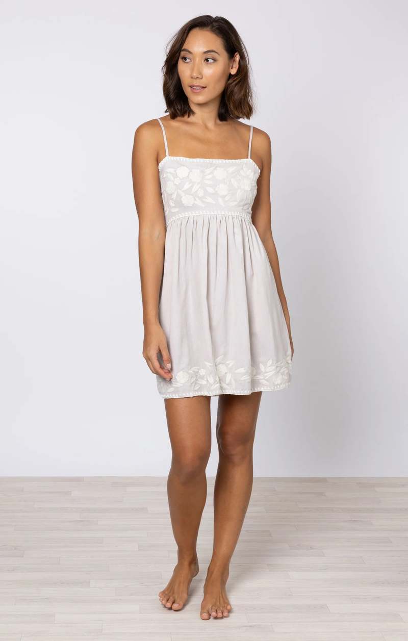 sachin and babi light blue dress Juliet Dunn Mink Tie Back Dress - Cream Embroidery