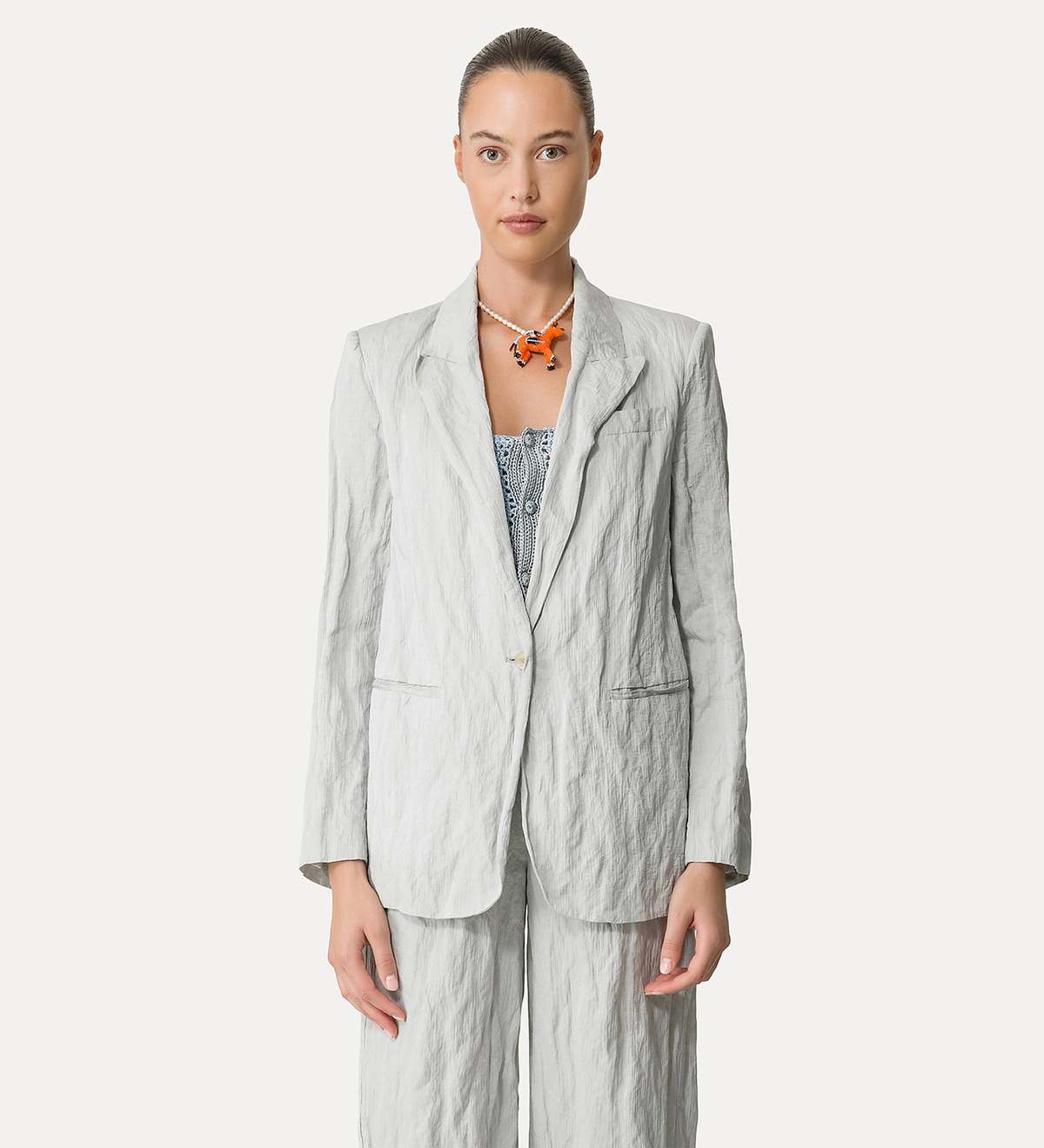 ジャケット FORTE FORTE Women Jackets 13817MYJACKET F47M7019 GREY Forte Forte My Jacket - Crinkled Cotton Jacket - Madreperla