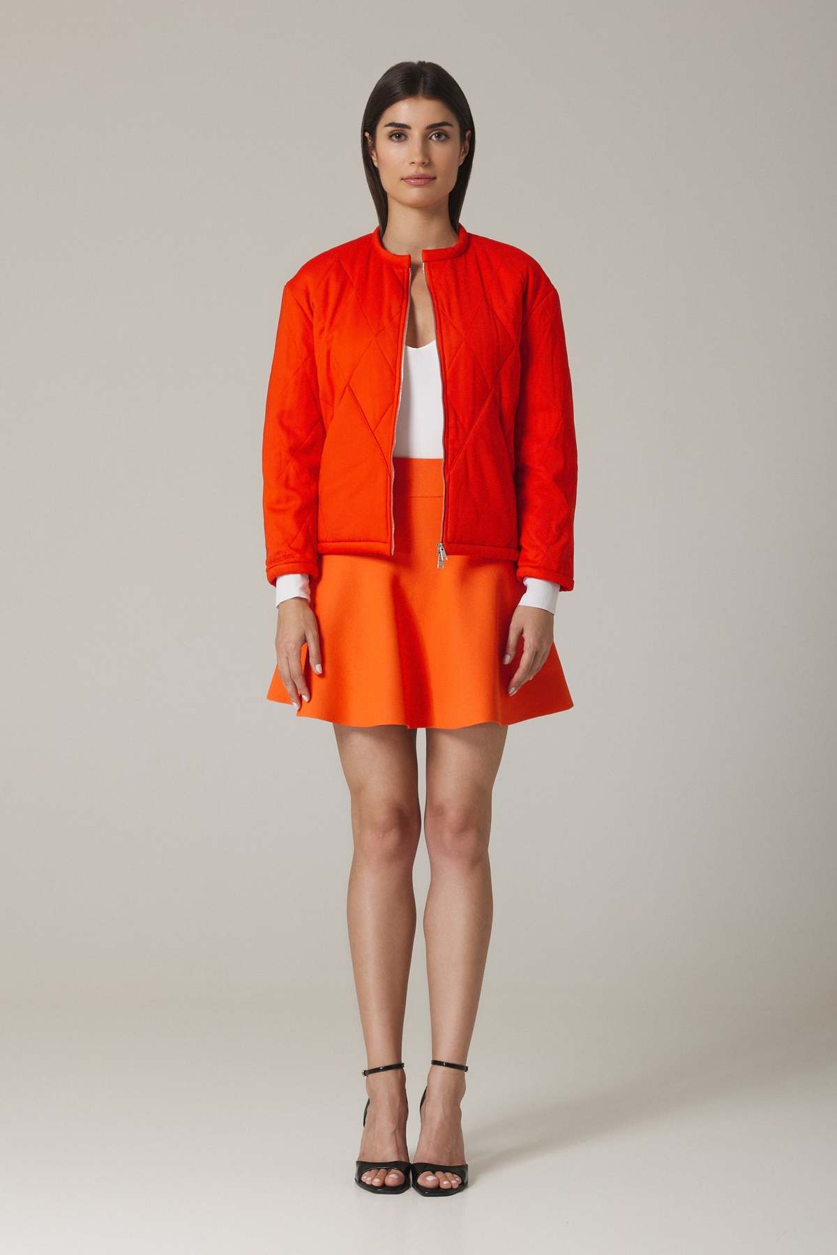 Santicler Chelsie Circular Knit Mini Skirt - Vermilion - Image 1 of 4