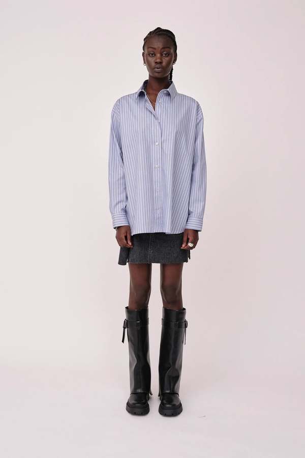 Won Hundred Zara Shirt - Blue/Red Stripe | Garmentory Won Hundred Zara Shirt - Blue/Red Stripe | Garmentory