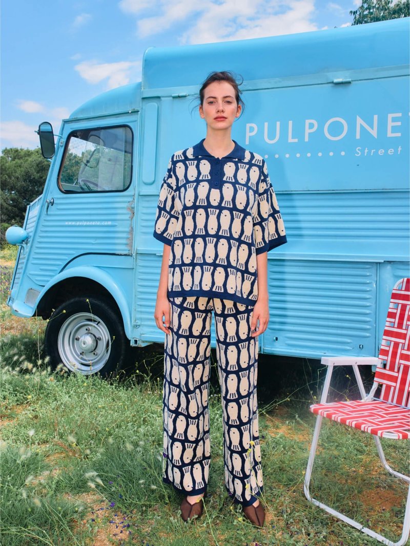 Leelanau Bobo Choses Lucky Fish Jacquard Knitted Trousers