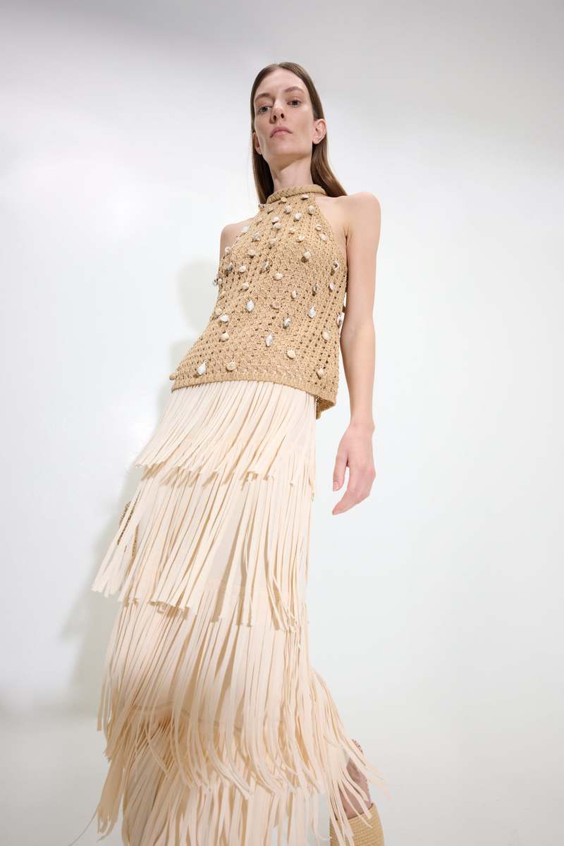 Simon Miller Za Za Knit Fringe Skirt - Ivory | Garmentory