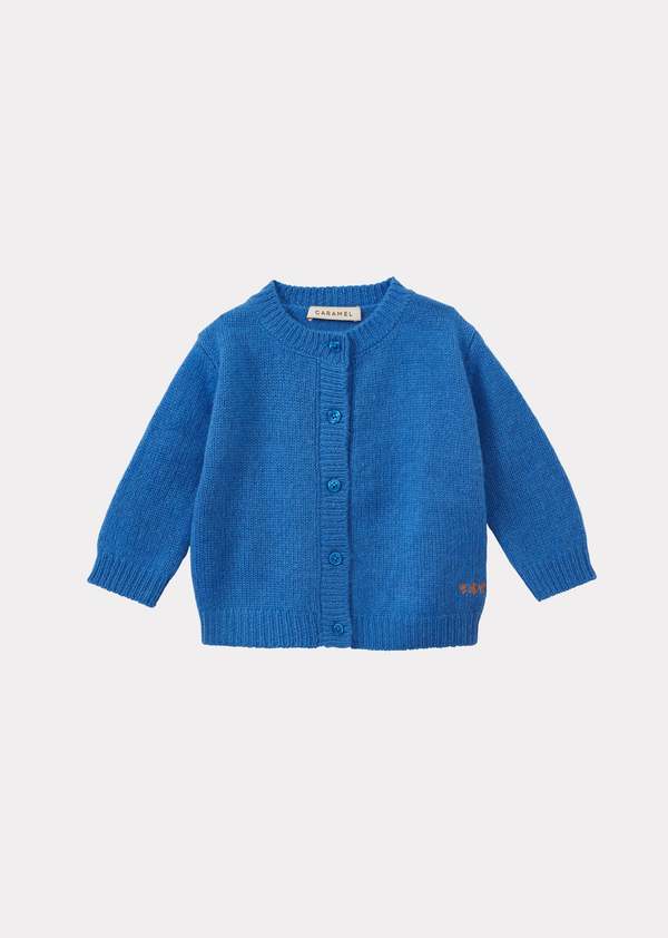 Caramel Topo Baby Cashmere Cardigan - Sky Blue