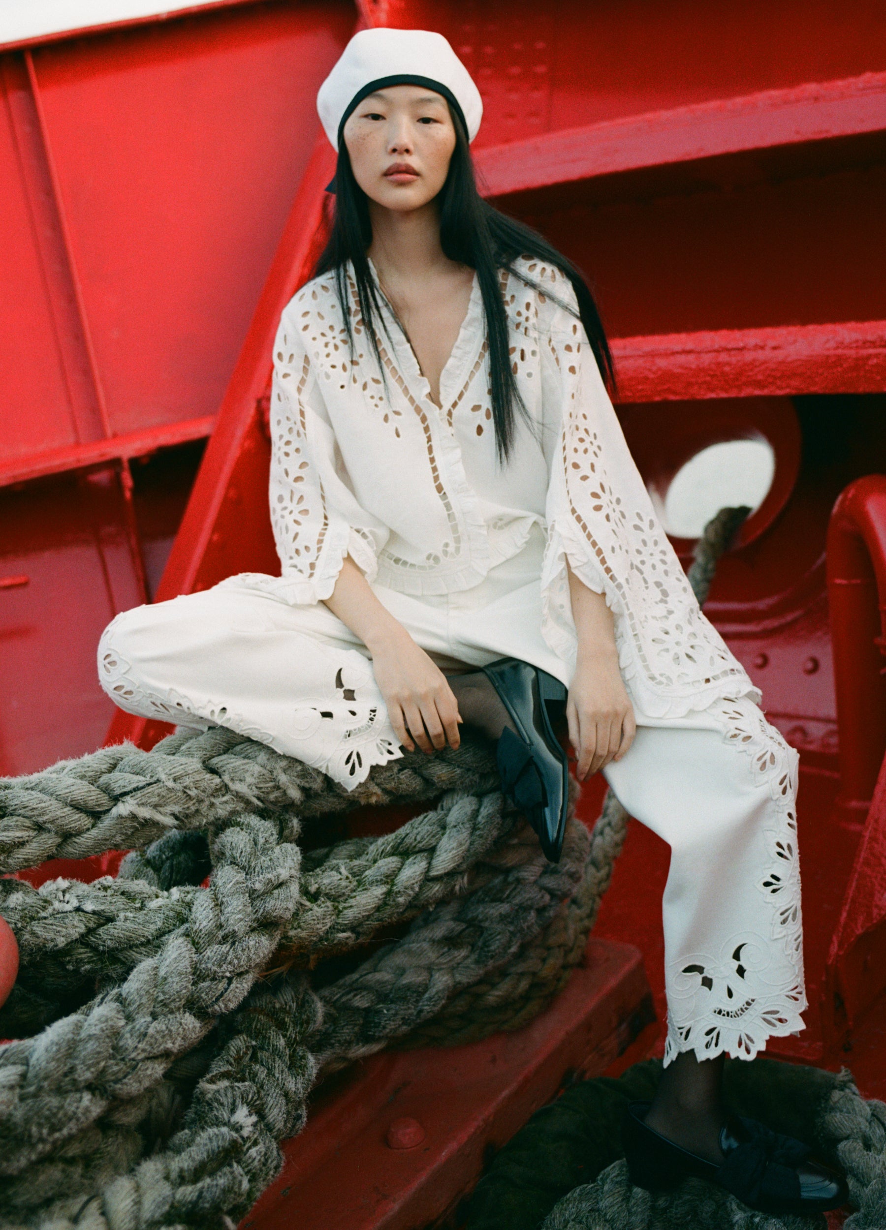 ★Sea NY★ Lula 刺繍 半袖トップス White Lula Blouse – Sea, New York