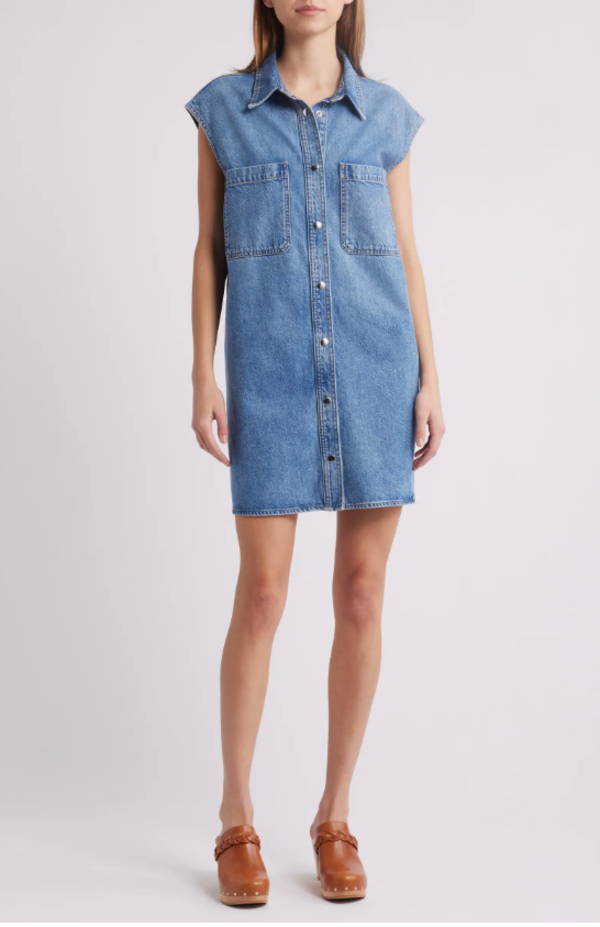 frame denim shirt dress FRAME Denim The Sleeveless Shirt Dress