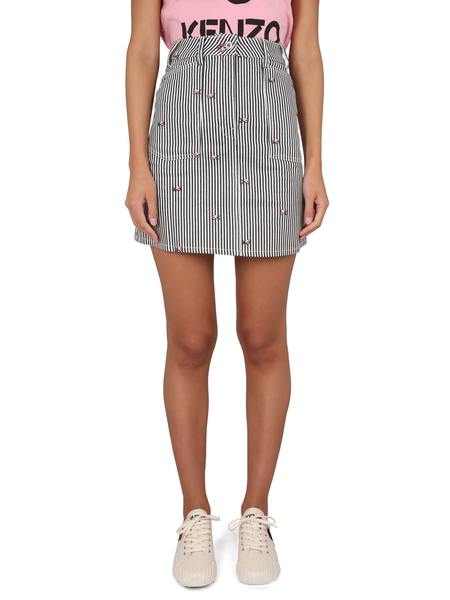 スカート KENZO STRIPPED JACQUARD MINI SKIRT 存在感抜群な【KENZO】ミニスカート Aライン チェック柄 24春夏