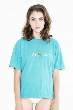 Vintage Bootleg 90's 'Chanel' T-shirt – Turquoise | Garmentory