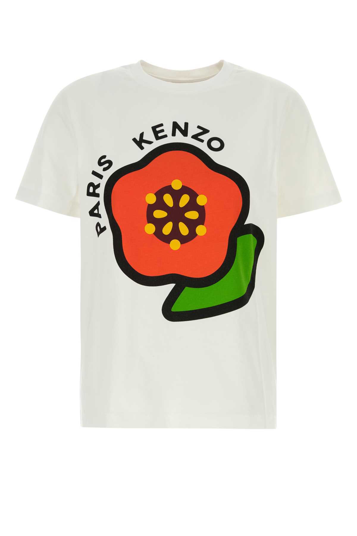 ★KENZO★ Kenzo Weave Slim Short Sleeve T-Shirt Off White FF Kenzo Weave Embroidered Slim T-Shirt In Off White - 45% Off