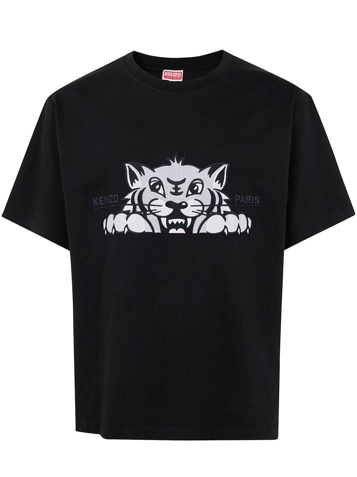 Kenzo Paris Happy Tiger Crewneck T-shirt - J Black | Garmentory