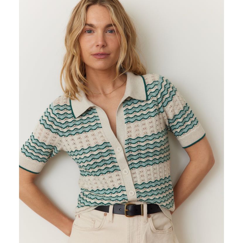 lapeaudegem shirt collar knit outer Regular Fit Knitted Polo