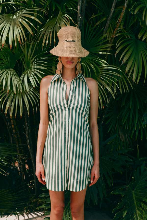 h&m green chiffon dress Striped Mini Dress Green – Lovely Lily + Co