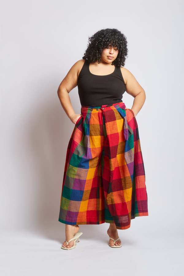 Rujuta Sheth Frida Pants - Multi Chex | Garmentory