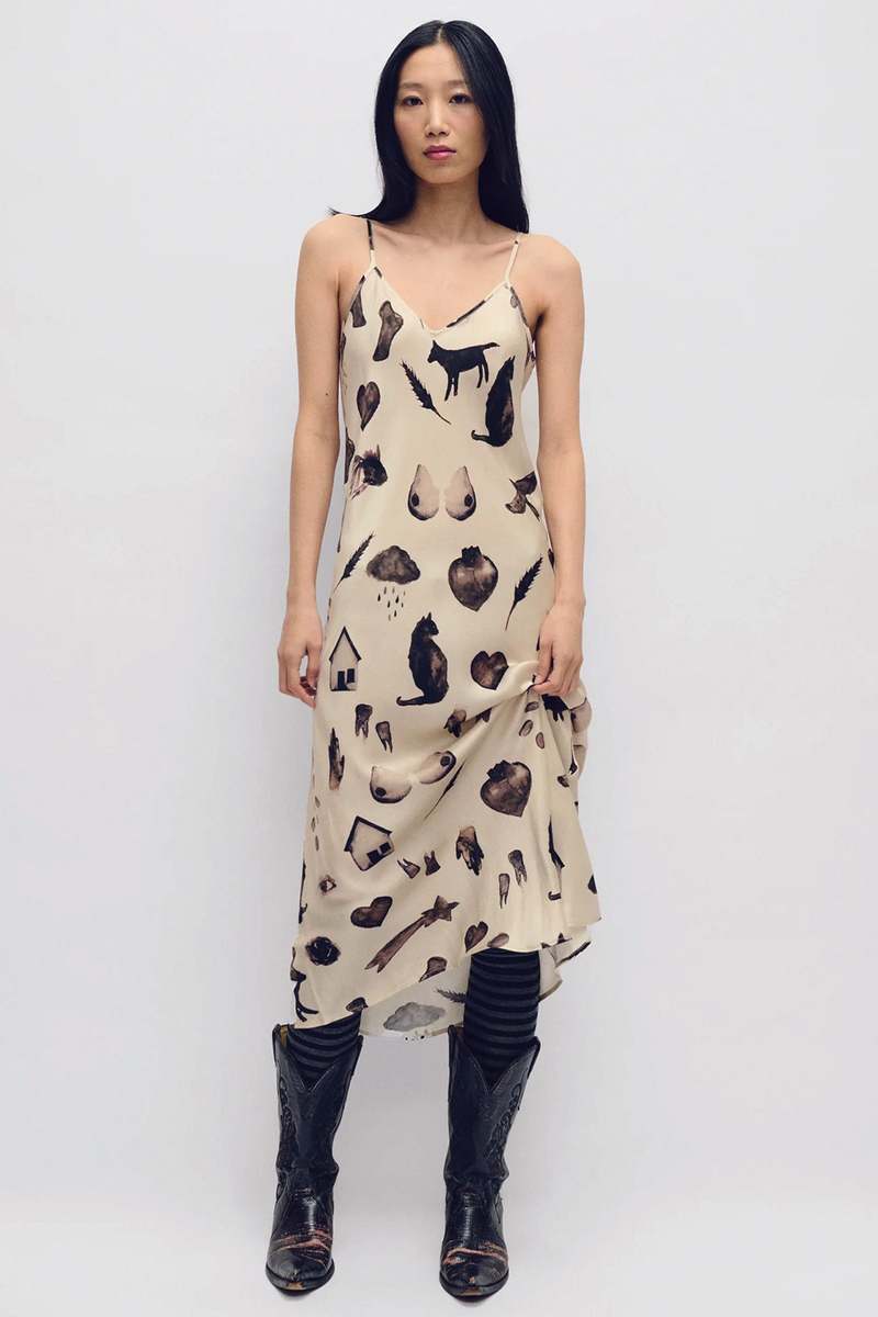 Tamarind Silk Laundry 90's Slip Dress - Miracles Hazelnut