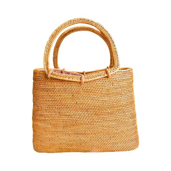 Resort-Top Handle Rattan Tote Bag - Thumbnail 3