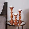 Mela Artisans Tuli Pillar Candle Holder Set - Earthy Brown - Thumbnail 5