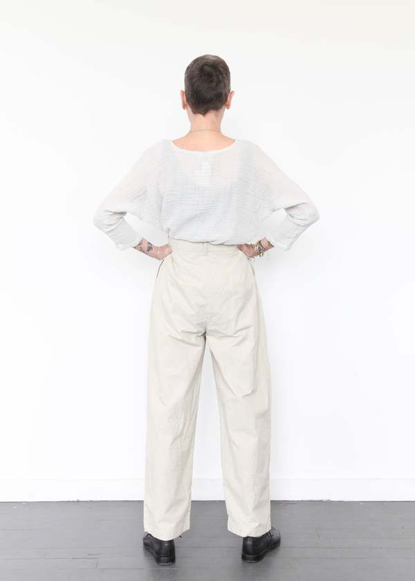 Black Crane Crinkle Wide Trousers - Stone Black Crane Crinkle Wide Trousers - Stone