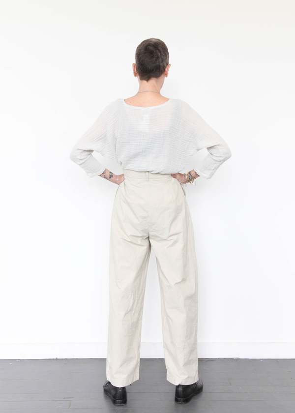 Black Crane Crinkle Wide Trousers - Stone Black Crane Crinkle Wide Trousers - Stone