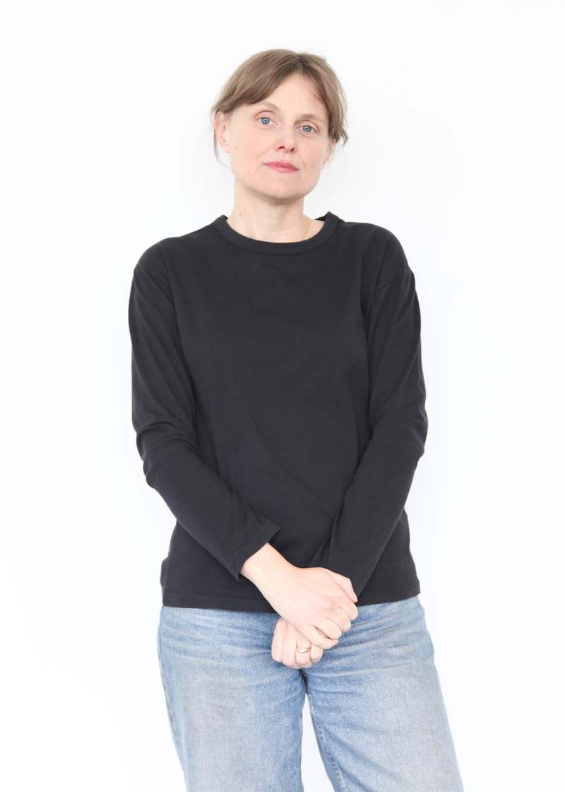 Black Crane Long Sleeve Tee - Black