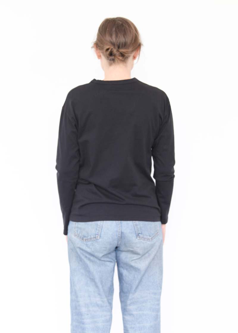 Black Crane Long Sleeve Tee - Black
