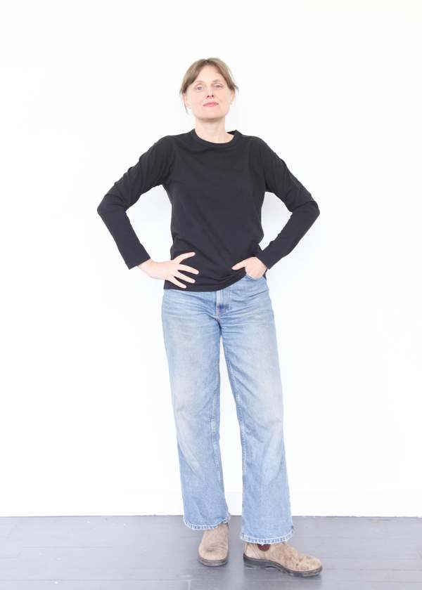 Black Crane Long Sleeve Tee - Black