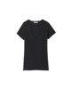 Nili Lotan Carol V-Neck Tee Shirt - Jet Black - Thumbnail 1