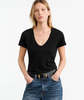 Nili Lotan Carol V-Neck Tee Shirt - Jet Black - Thumbnail 2