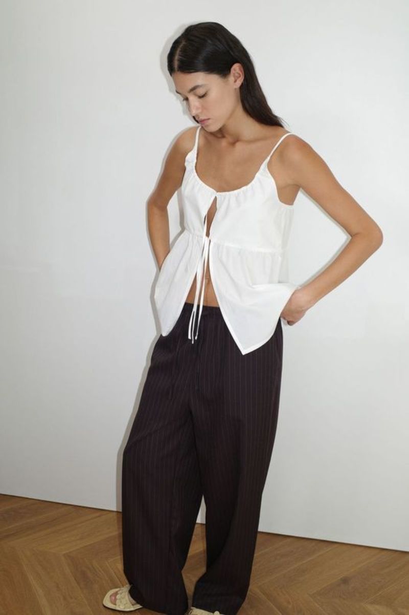 Deiji Studios Double Tie Top - White Deiji Studios Double Tie Top - White