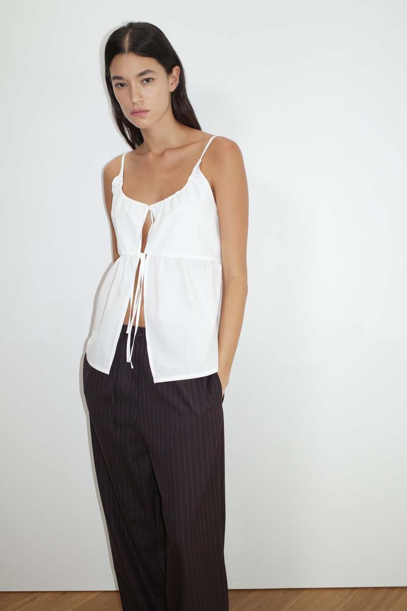 Deiji Studios Double Tie Top - White Deiji Studios Double Tie Top - White