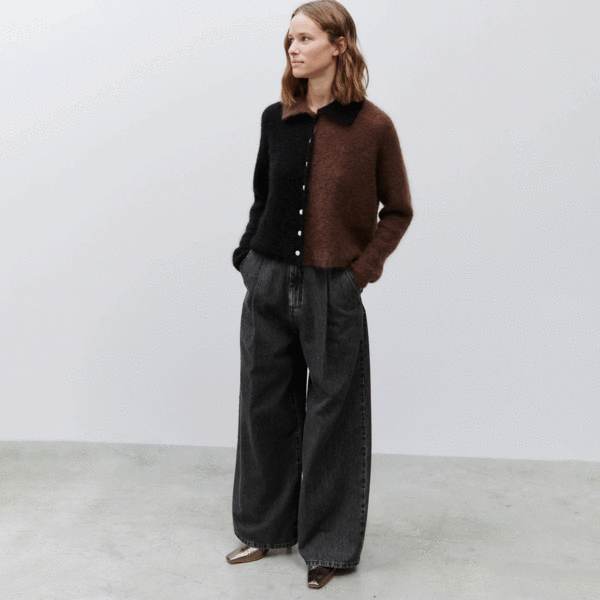 Alysi A4032 Colorblock Mohair Cardigan - Chocolate Nero Colorblock ...