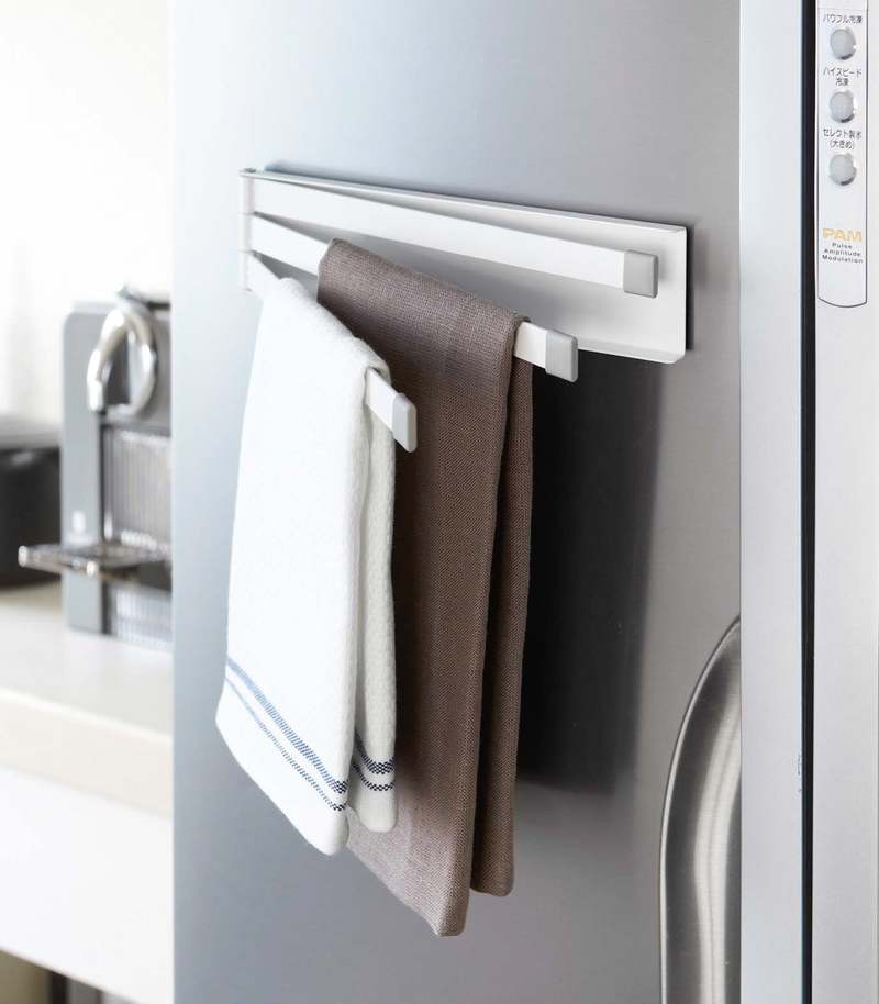 Yamazaki Home Magnetic Dish Towel Hanger - White