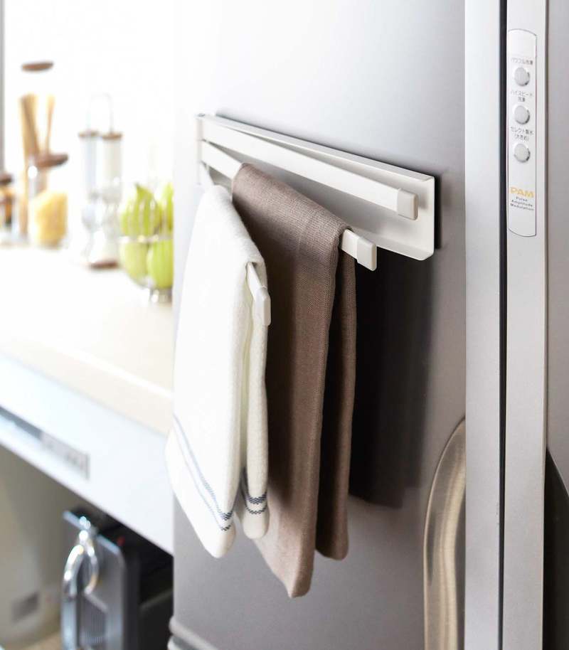 Yamazaki Home Magnetic Dish Towel Hanger - White