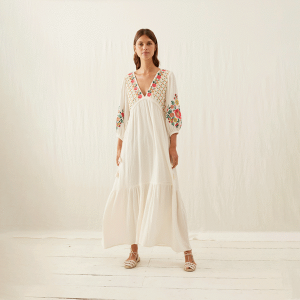 Louise Misha Bali Dress - Embroidered White Louise Misha Bali Dress - Embroidered White
