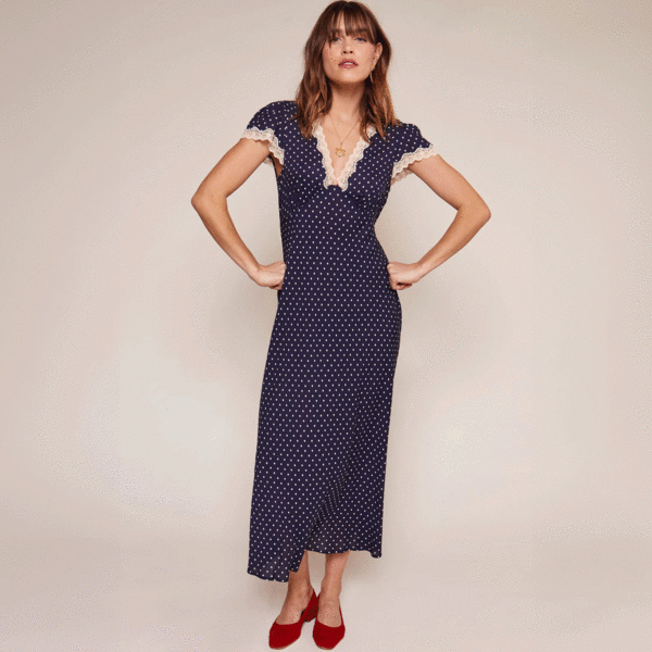 rixo blue polka dot dress Florida
