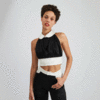 BATSHEVA Halter Top - Black Dotted Jacquard - Thumbnail 1