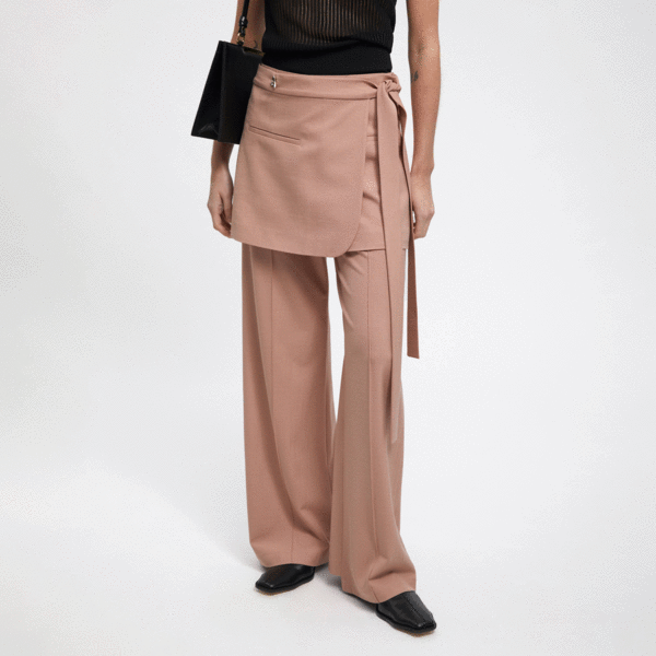 ERON Huraa Wide Leg Suiting Pants - Pale Rose