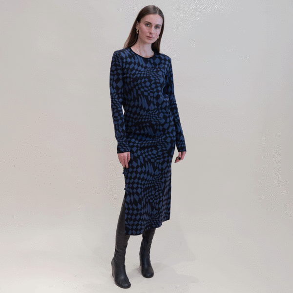 Hayley Menzies Jacquard Split Skirt - Navy