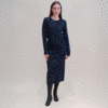 Hayley Menzies Jacquard Split Skirt - Navy - Thumbnail 2