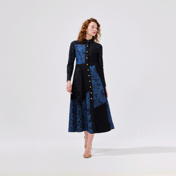 Hayley Menzies Laser Print Denim Dress - Blue Denim